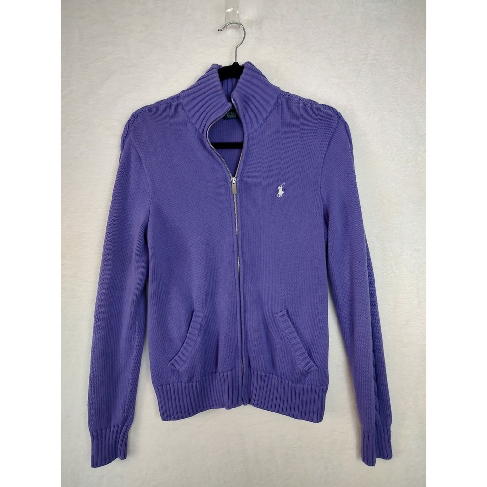 Ralph Lauren Lavender Full-Zip Knit Cardigan